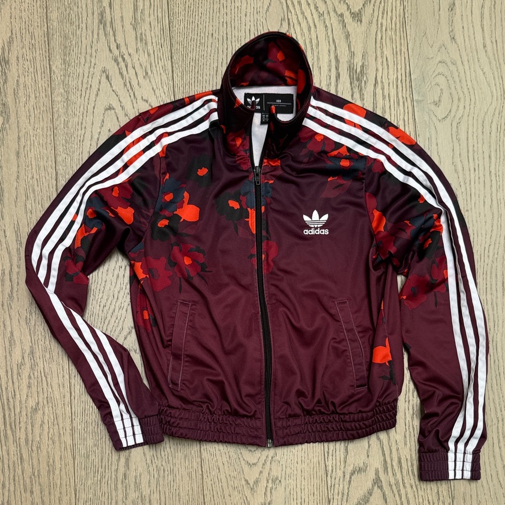 Adidas x HER Studio London Women's Burgundy Floral Bomber Jacket